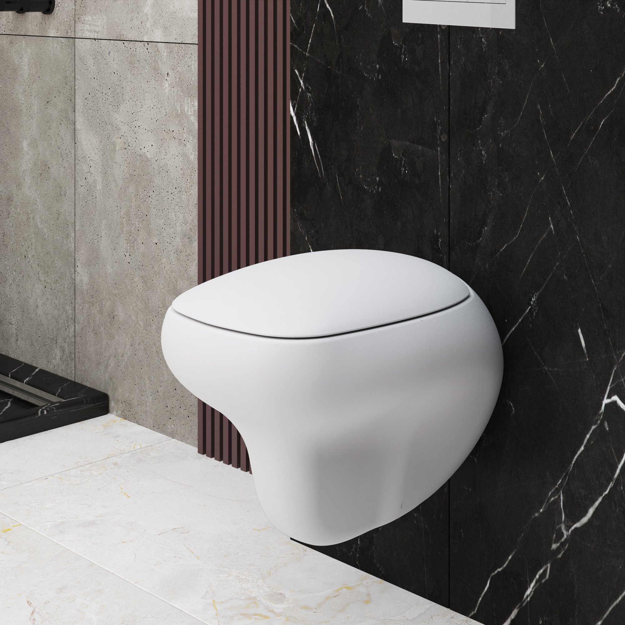 картинка Унитаз подвесной Ambassador Diamond 123T20101R матовый белый с толстой крышкой 