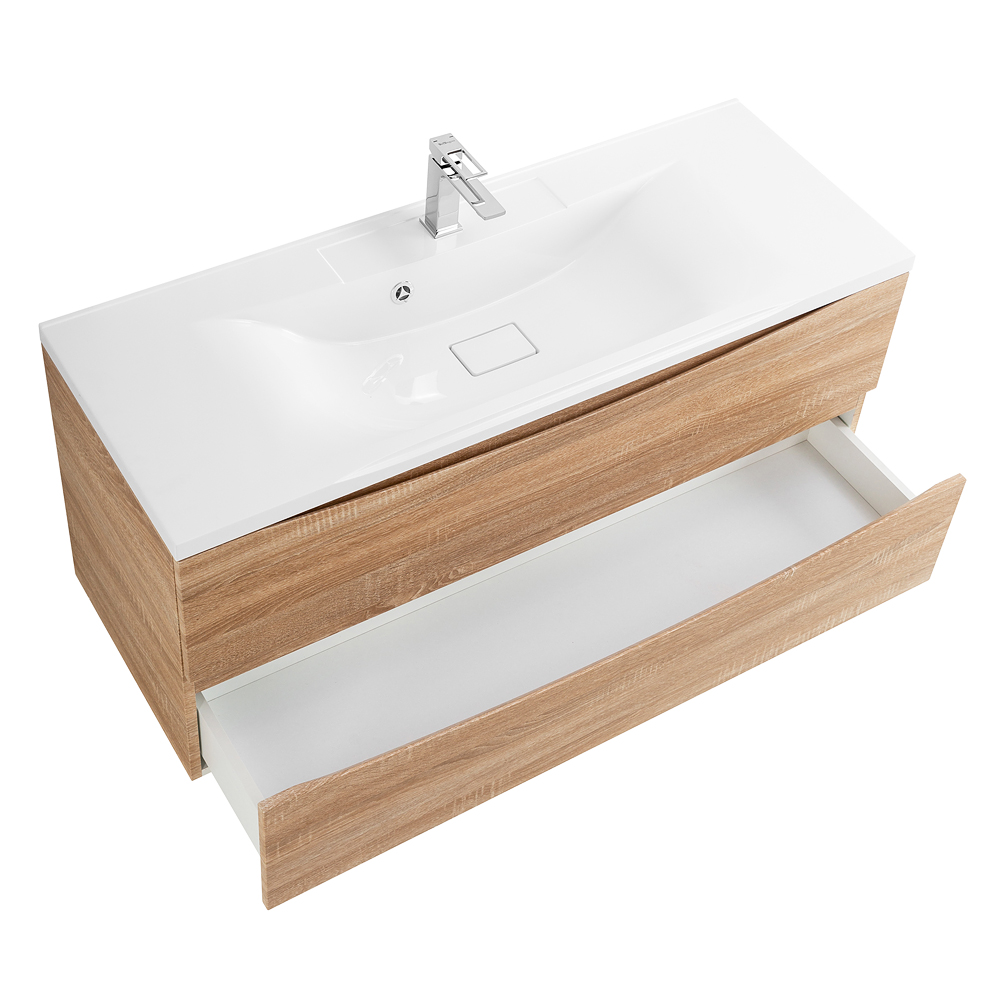 фото Тумба с раковиной подвесная BelBagno MARINO 120 Rovere Bianco, раковина белая 