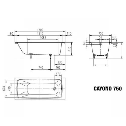 картинка Стальная ванна Kaldewei Cayono 750 с покрытием Easy-Clean 