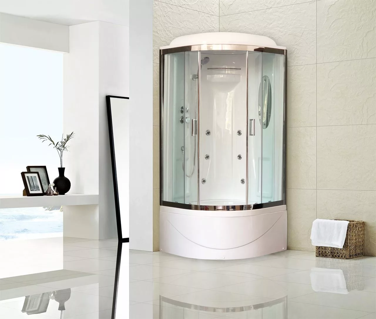 картинка Душевая кабина Royal Bath 90BK2-T-CH (прозрачное) 90x90x217 