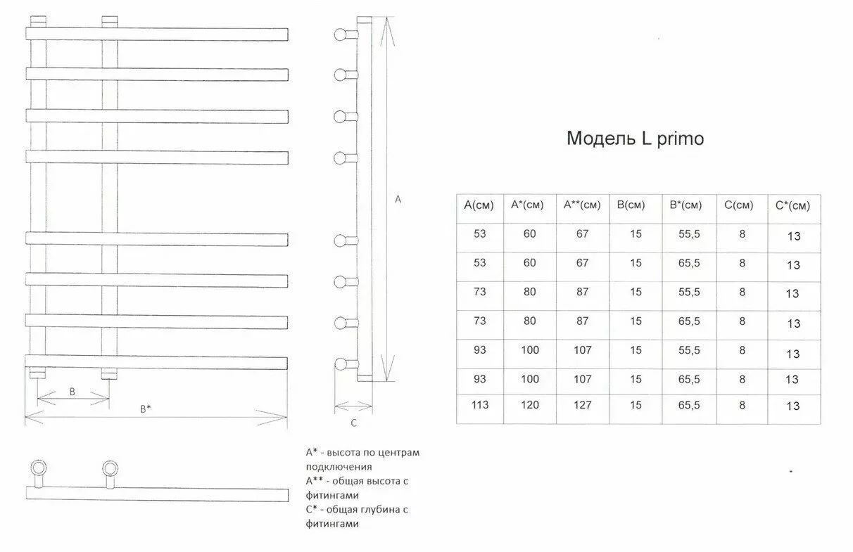 картинка Полотенцесушитель Двин L primo 60/15/55 1"-3/4"-1/2" Универсальный К3, Состаренная бронза (4627087855833) 
