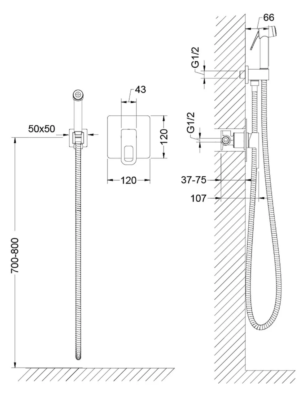 картинка Смеситель встроенный с гигиеническим душем Timo Sahara 2080/00SM хром 