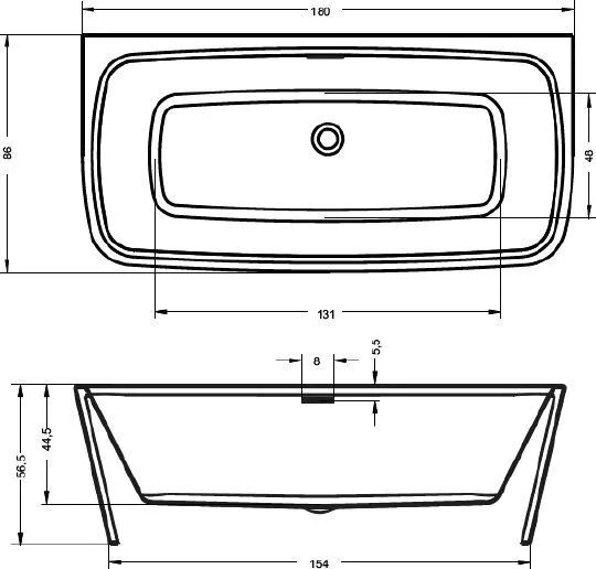 картинка Акриловая ванна Riho Adore FS 180x86 