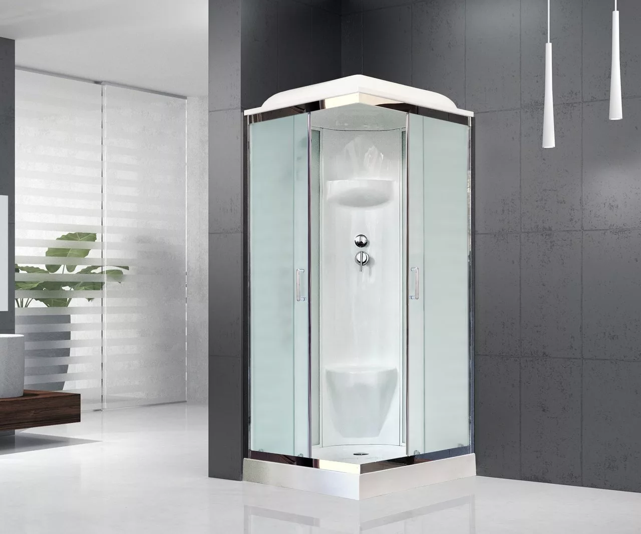 картинка Душевая кабина Royal Bath 90HP6-WC-CH (белое/матовое) 90x90x217 
