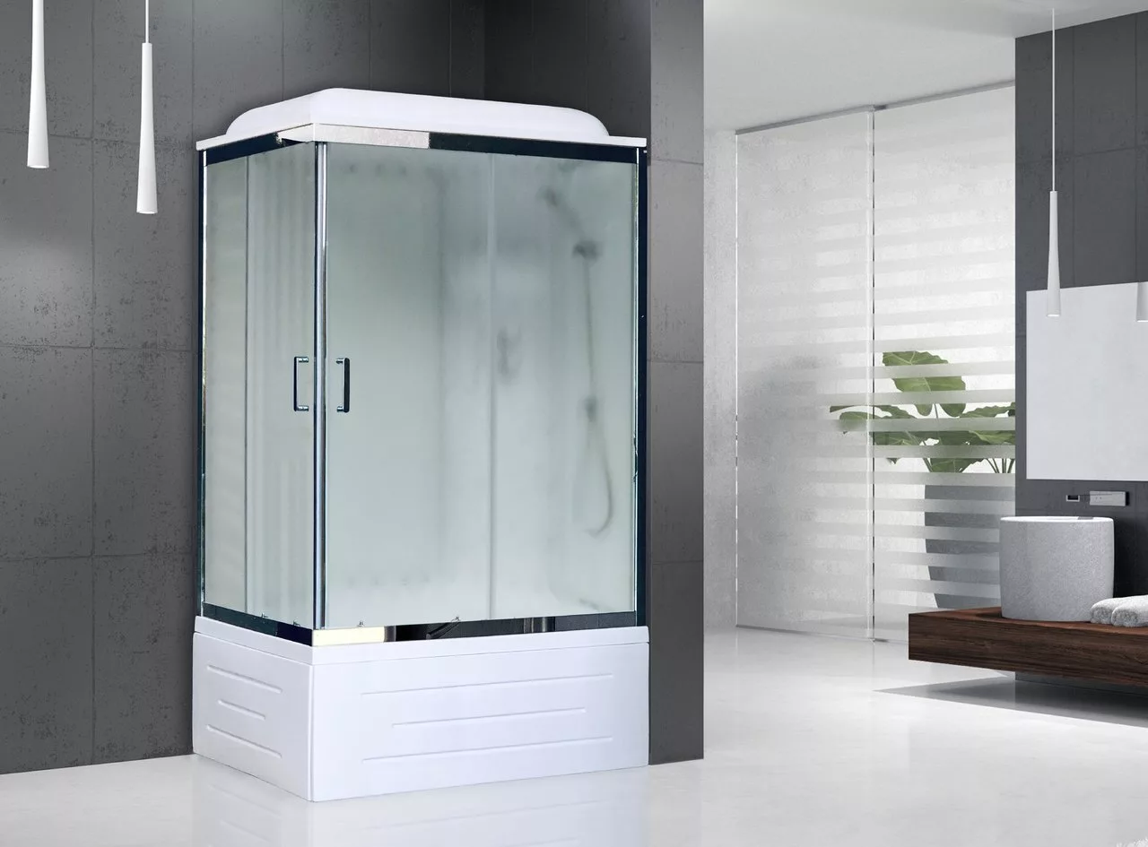 картинка Душевая кабина Royal Bath 8100BP6-WC-CH (белое/матовое) правая 100x80x217 