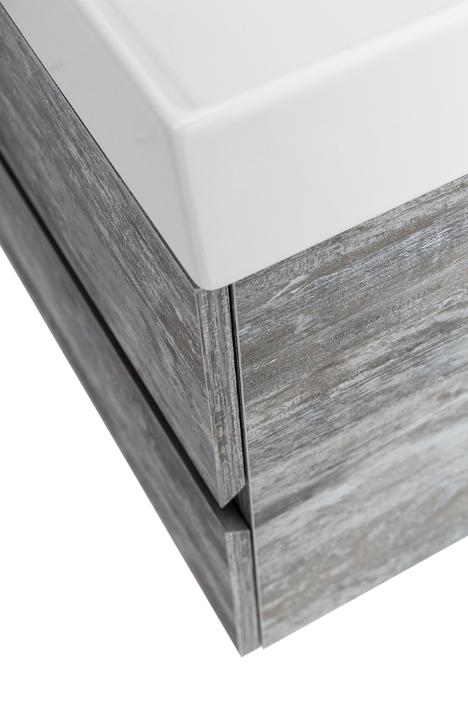 фото Тумба с раковиной подвесная Cezares MOLVENO 46 100 Legno Grigio, раковина белая 