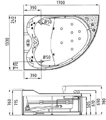 картинка Акриловая ванна Gemy G9086 K L 