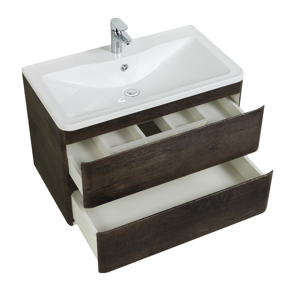 фото Тумба с раковиной подвесная BelBagno ALBANO 90 Rovere Nature Grigio, раковина белая 