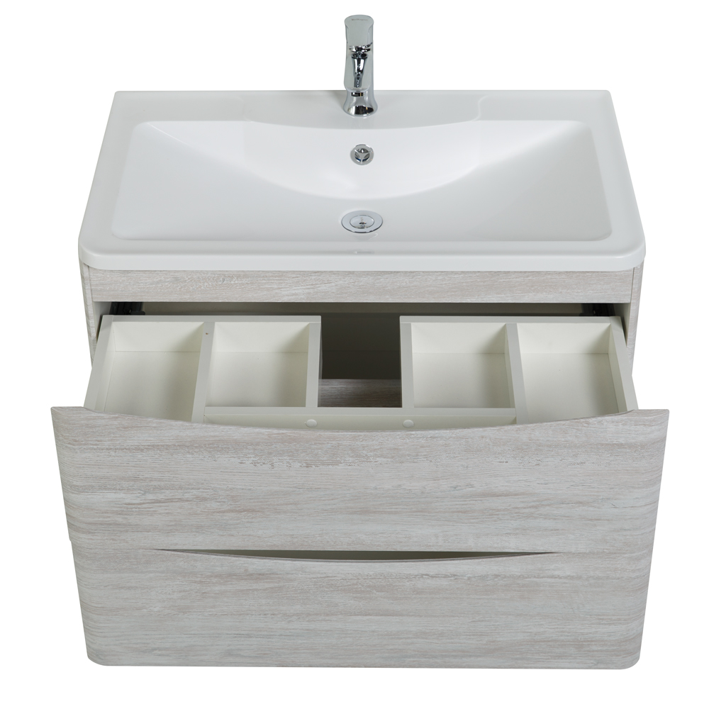 фото Тумба с раковиной подвесная BelBagno ACQUA 100 Rovere Vintage Bianco, раковина белая 