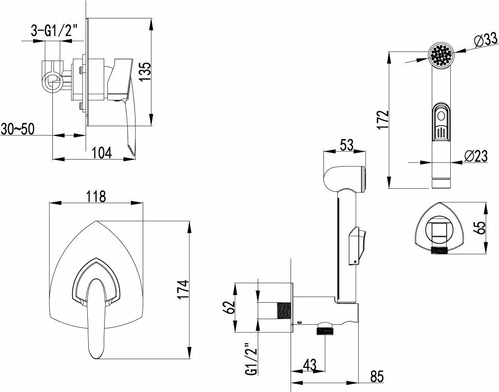 картинка Смеситель гигиенический душ Lemark Mars LM3519C 