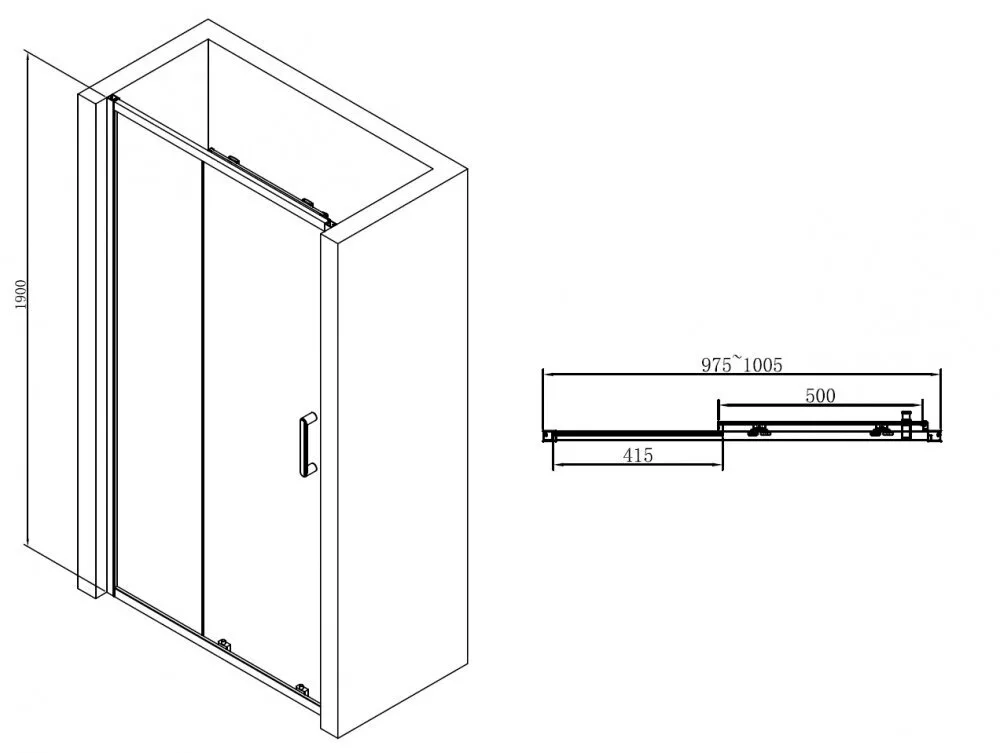 картинка Душевая дверь ABBER Schwarzer Diamant AG30100B 