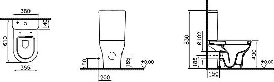 картинка Унитаз-компакт VitrA Zentrum 9012B003-7204 с микролифтом 