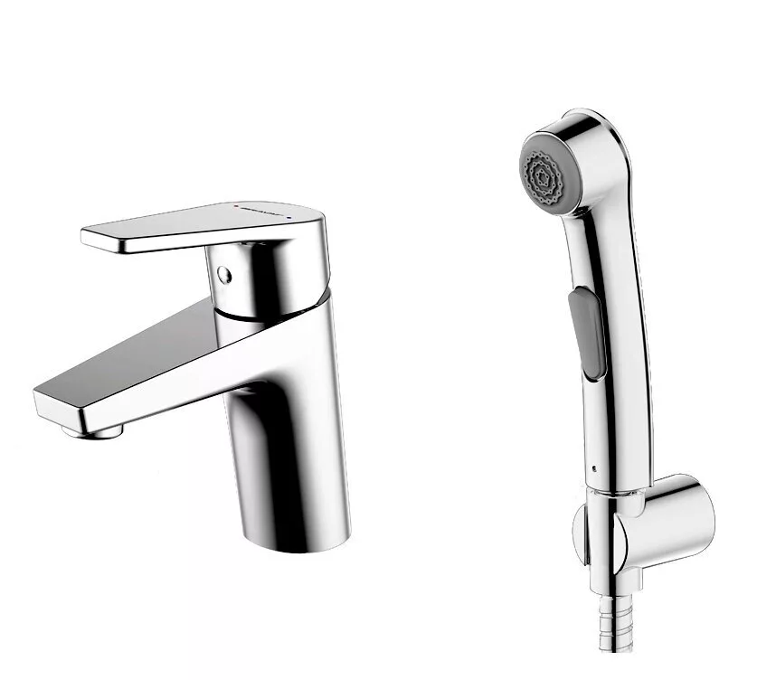 картинка Смеситель для раковины с гигиеническим душем Bravat Line F15299C-2 