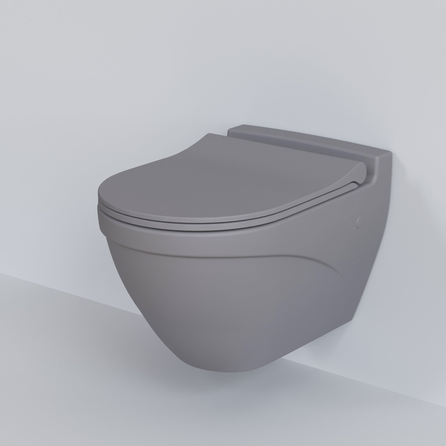 картинка Унитаз подвесной Ambassador Nord 133T20301 серый  матовый подвесной с тонкой крышкой 