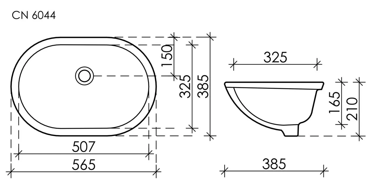картинка Встраиваемая раковина Ceramicanova Element CN6044 цвет белый 56.5х38.5 см 