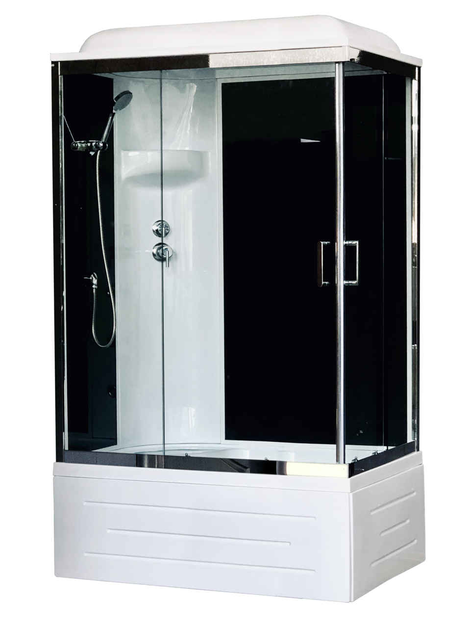 картинка Душевая кабина Royal Bath 8100BP6-BT-CH (черное/прозрачное) левая 100x80x217 