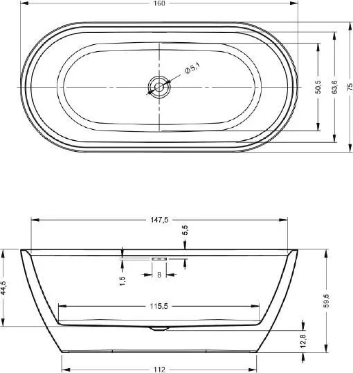 картинка Акриловая ванна Riho Inspire 160x75 