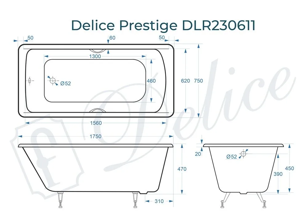 картинка Ванна чугунная Delice Prestige 175х75 DLR230611 