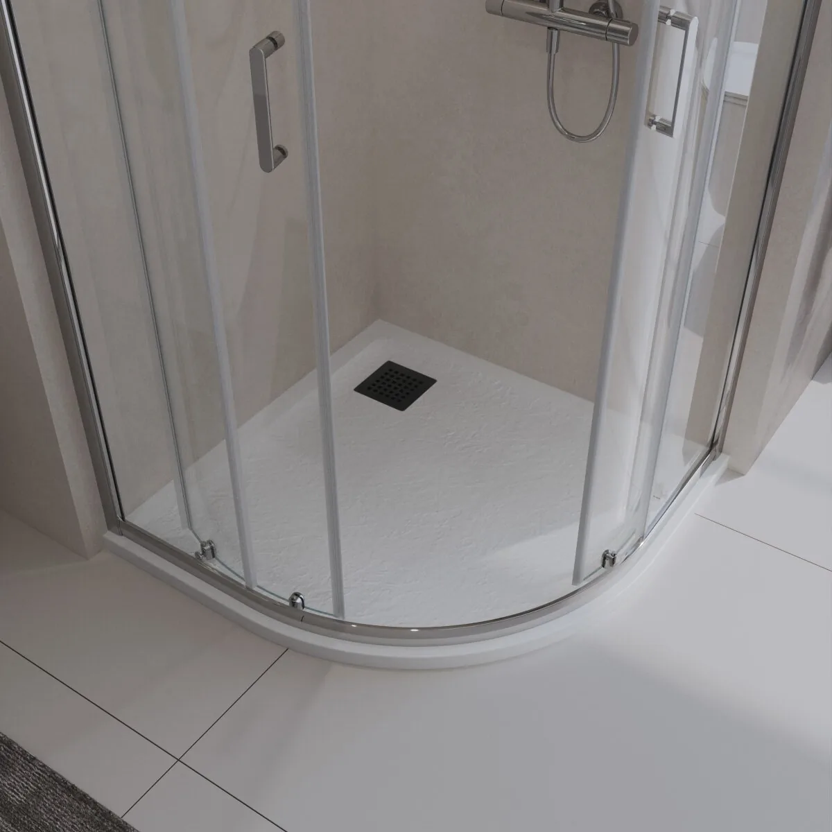 фото Душевой поддон из искусственного мрамора с сифоном BelBagno UNO TRAY-MR-UNO-R-80-550-35-W-NO 