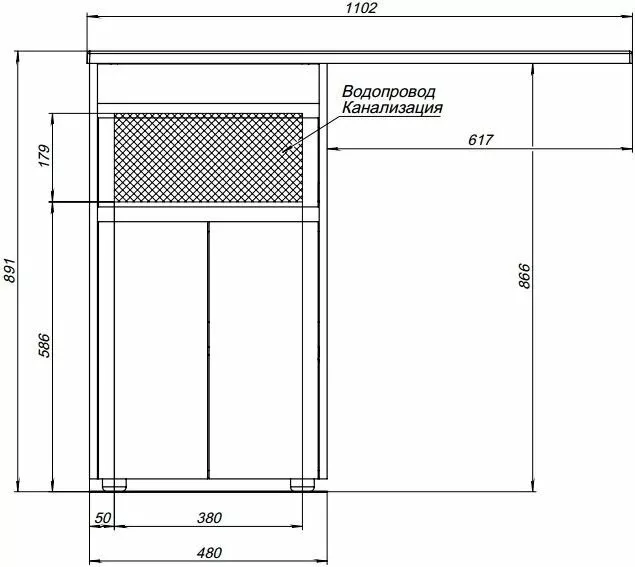 фото Тумба с раковиной Aquanet Токио 110 L белый (напольная, 1 ящик, 2 дверцы) арт. 00239204 