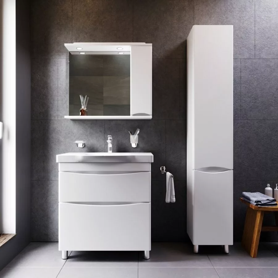 фото Шкаф-колонна AM.PM Like M80CSR0356WG напольный правый 35 см двери белый глянец 