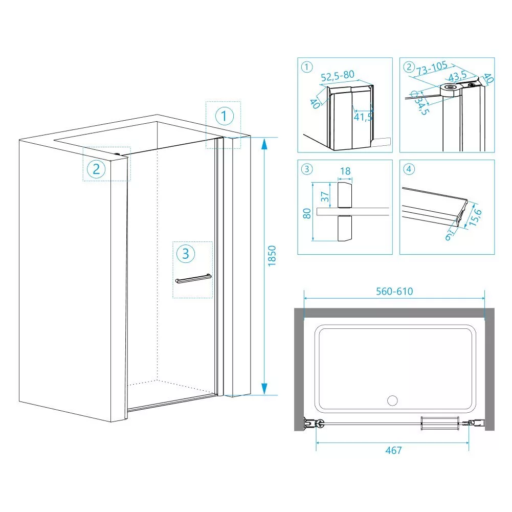 картинка Душевая дверь RGW PA-03 Хром 04080306-51 