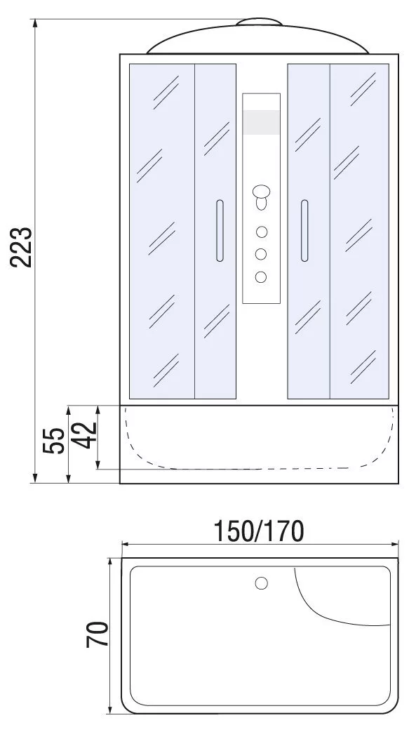 картинка Душевая кабина River Sena 170x70 TH черная 