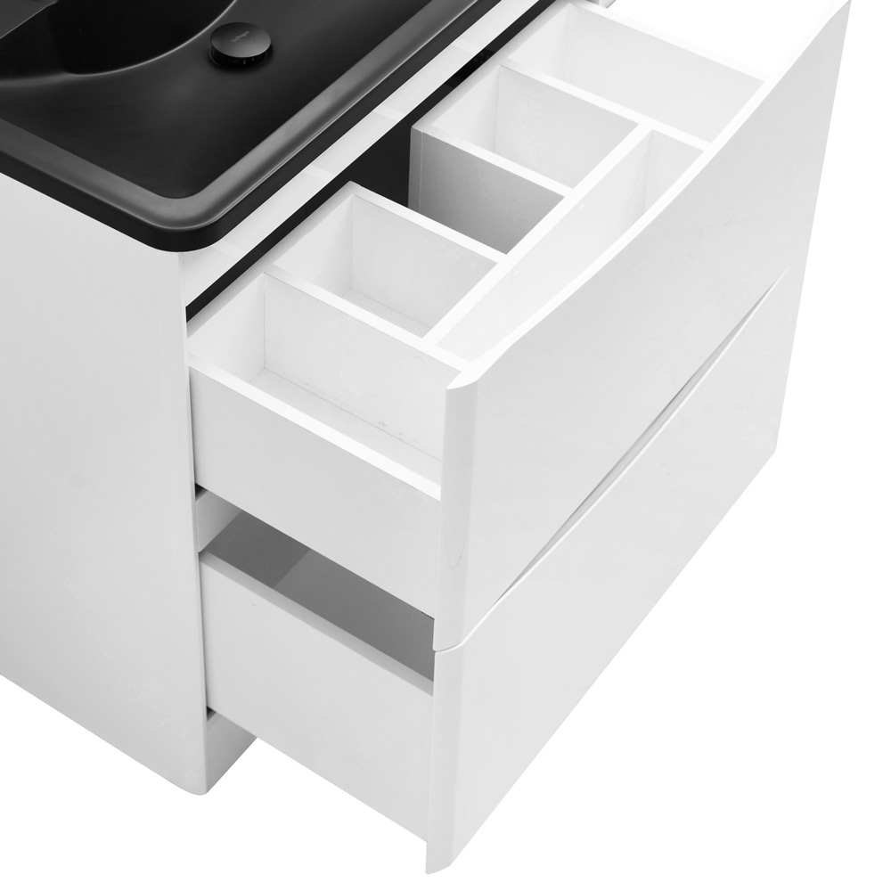 фото Тумба с раковиной напольная BelBagno ACQUA 100 Bianco Lucido, раковина чёрная 