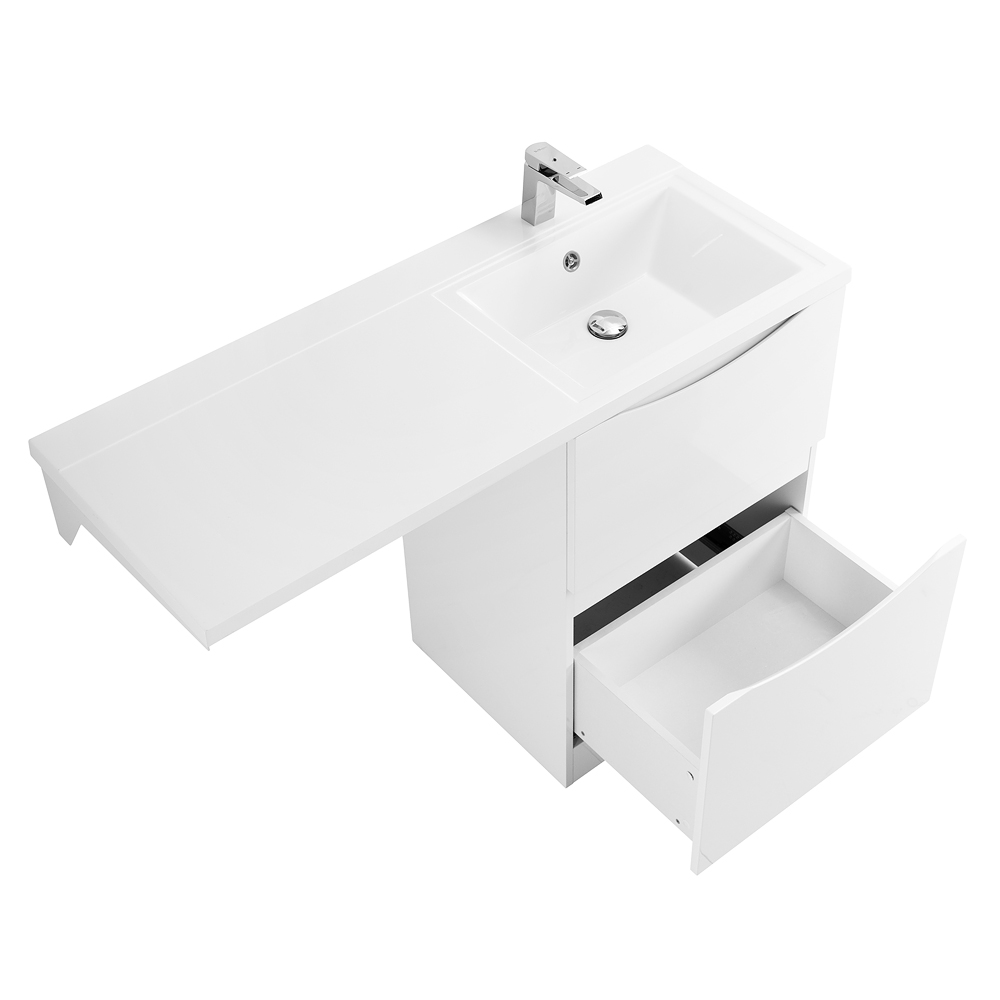 фото Тумба с раковиной напольная BelBagno LAVANDERIA-58/120-R Bianco Lucido, раковина белая 