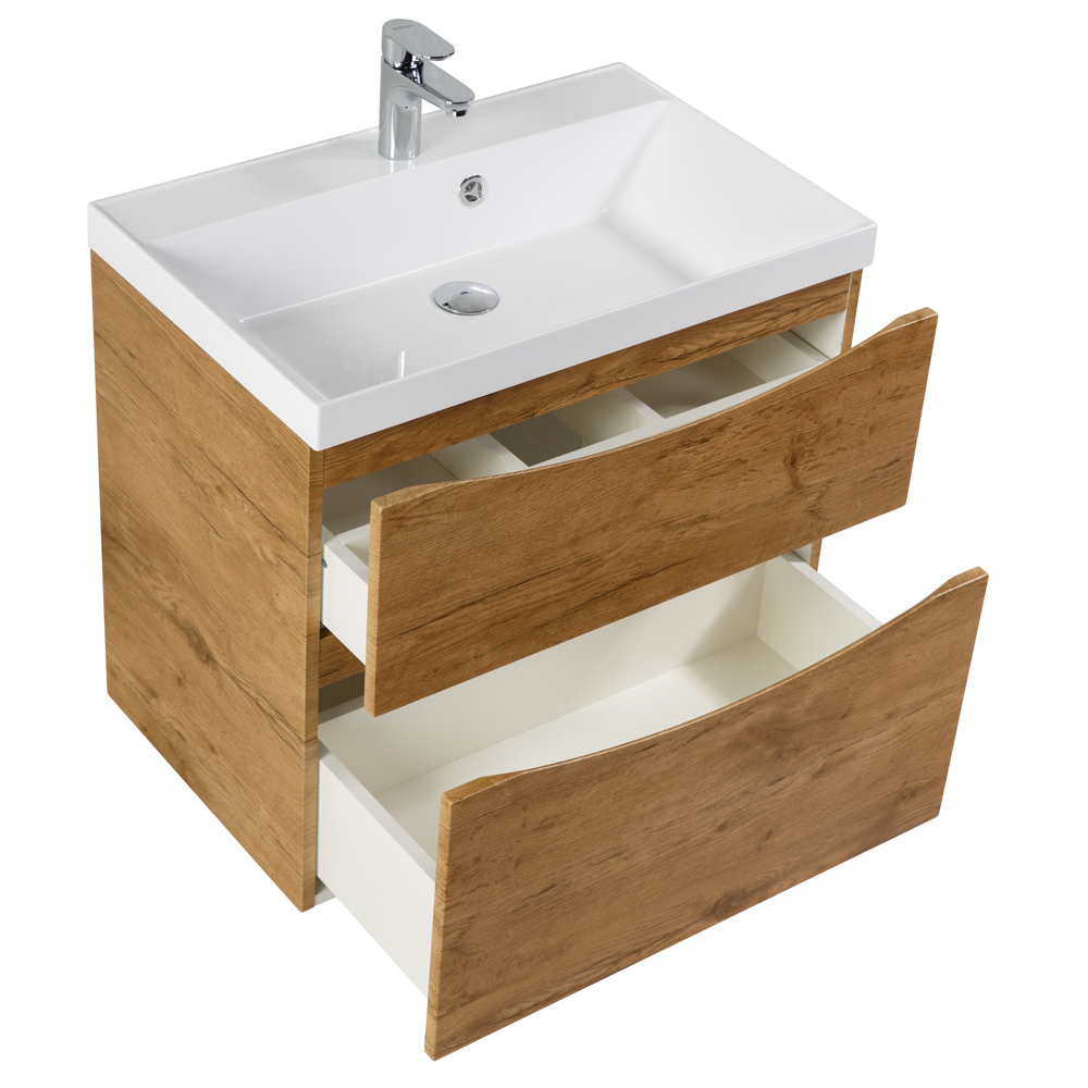 фото Тумба с раковиной подвесная BelBagno MARINO-H60 70 Rovere Nature, раковина белая 