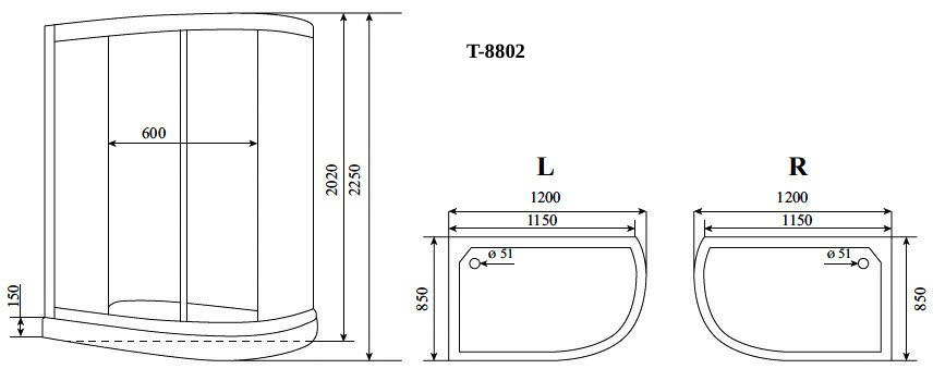 картинка Душевая кабина Timo Comfort T-8802L F 