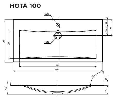 картинка Раковина 1Marka Нота New Polytitan 100  в ванную комнату