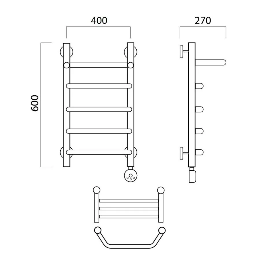 картинка Полотенцесушитель электрический ТРАПЕЦИЯ с полкой 60х40 ПРАВЫЙ Aquanerzh 07-03A6040_R 