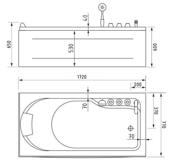 картинка Акриловая ванна Gemy G9006-1.7 B R 