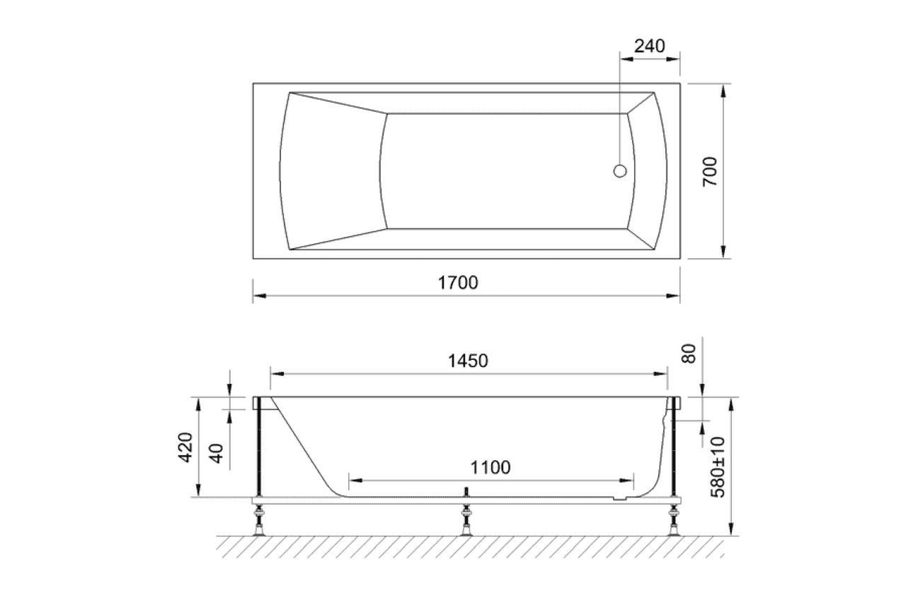 картинка Акриловая ванна Royal Bath Vienna 170x70 с каркасом RB953203K 