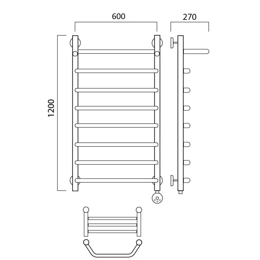 картинка Полотенцесушитель электрический ТРАПЕЦИЯ с полкой 120х60 ПРАВЫЙ Aquanerzh 07-03A12060_R 