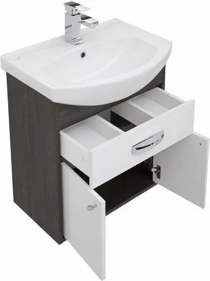 фото Тумба с раковиной Aquanet Грейс 60 дуб кантербери/белый (1 ящик, 2 дверцы) арт. 00212649 