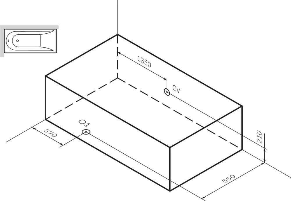 картинка Акриловая ванна AM.PM Like 150x70 с каркасом W80A-150-070W-R 