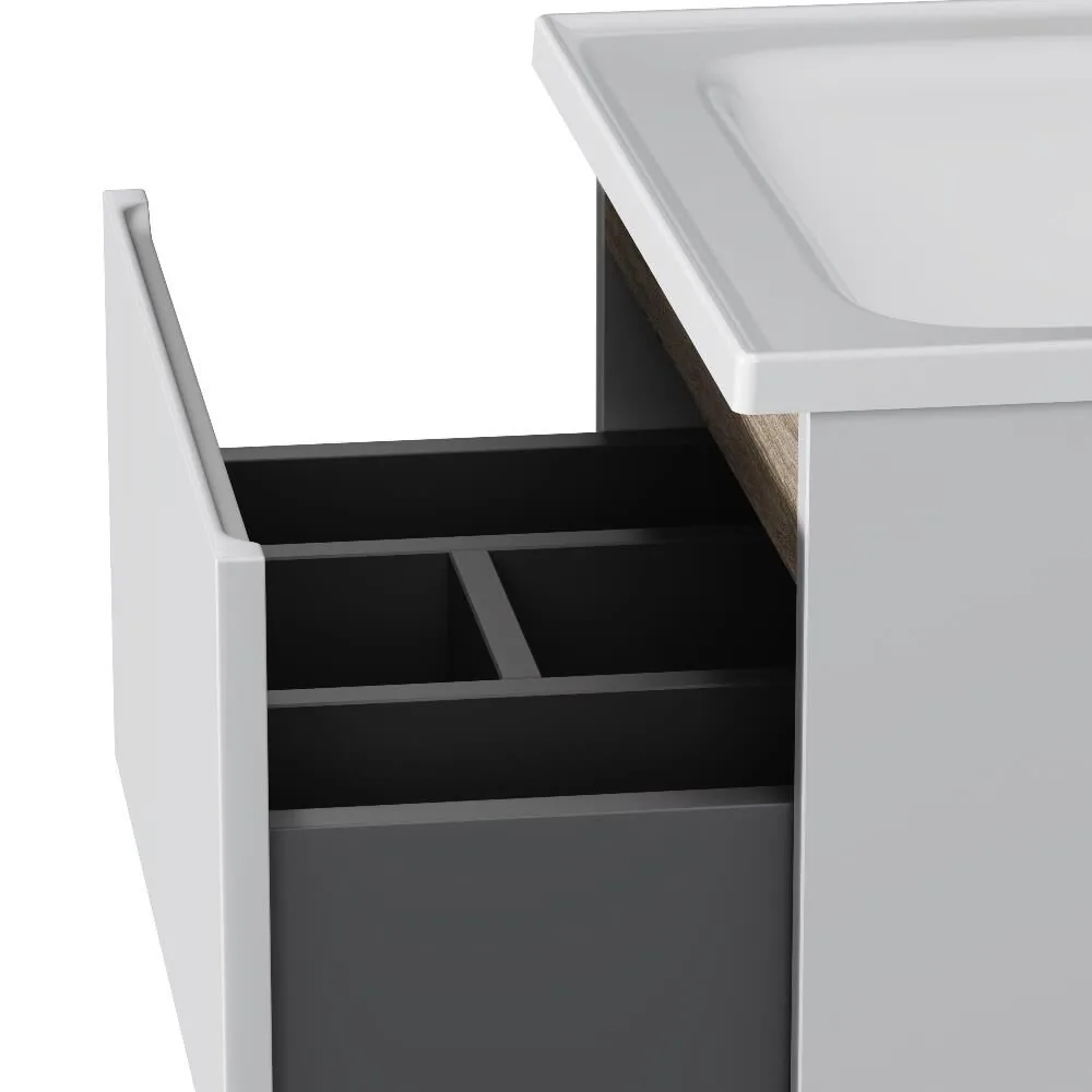 фото База с раковиной подвесная AM.PM X-Joy M85A-FHX0502WG-WCC0502WG 50 см 2 ящика белый глянец 