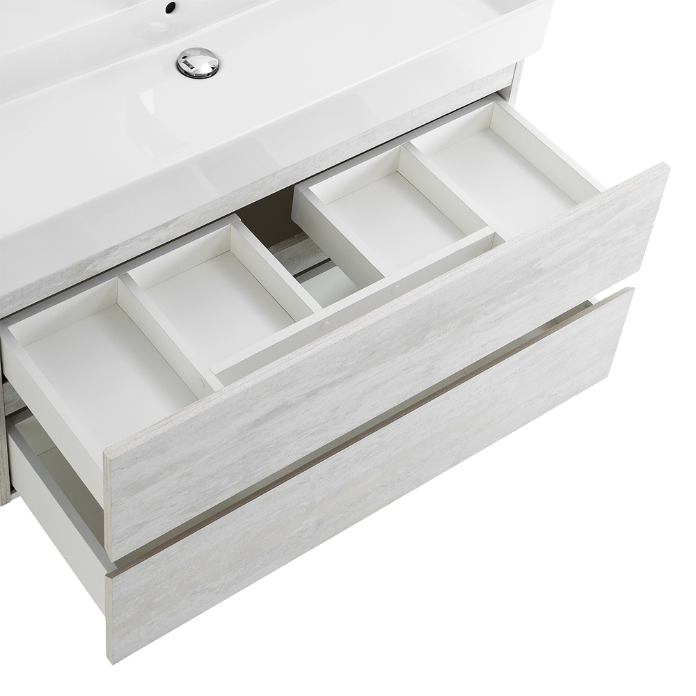 фото Тумба с раковиной подвесная Cezares MOLVENO 46 100 Legno Bianco, раковина белая 