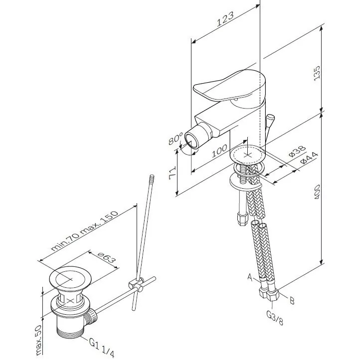 картинка Смеситель для биде AM.PM X-Joy F85A83100 