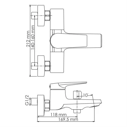 картинка Смеситель для ванны с коротким изливом WasserKRAFT Wiese 8401 