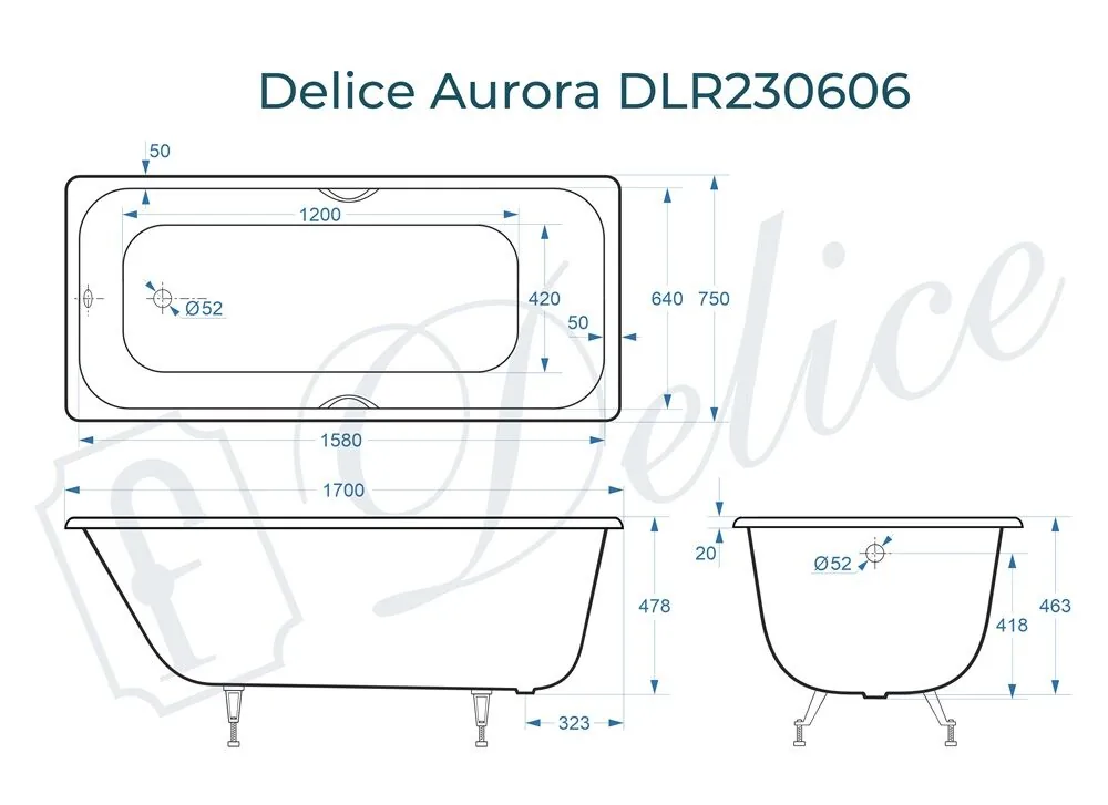 картинка Ванна чугунная Delice Aurora 170х75 DLR230606 