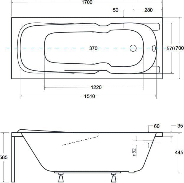 картинка Акриловая ванна Besco Majka Nova 170x70 с каркасом KMP17070 