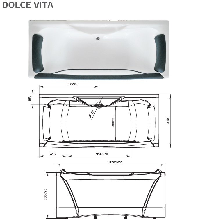 картинка Ванна Aima Design DOLCE VITA 180x80 