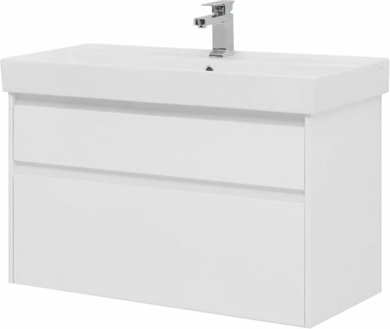 фото Тумба с раковиной Aquanet Nova Lite 100 белый (2 ящика) арт. 00245252 