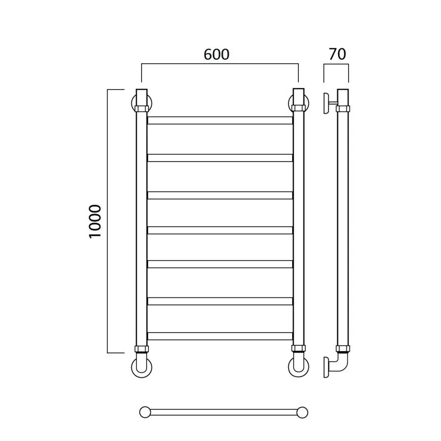 картинка Полотенцесушитель водяной ПРЯМАЯ 100х60 Aquanerzh 00-10A10060 