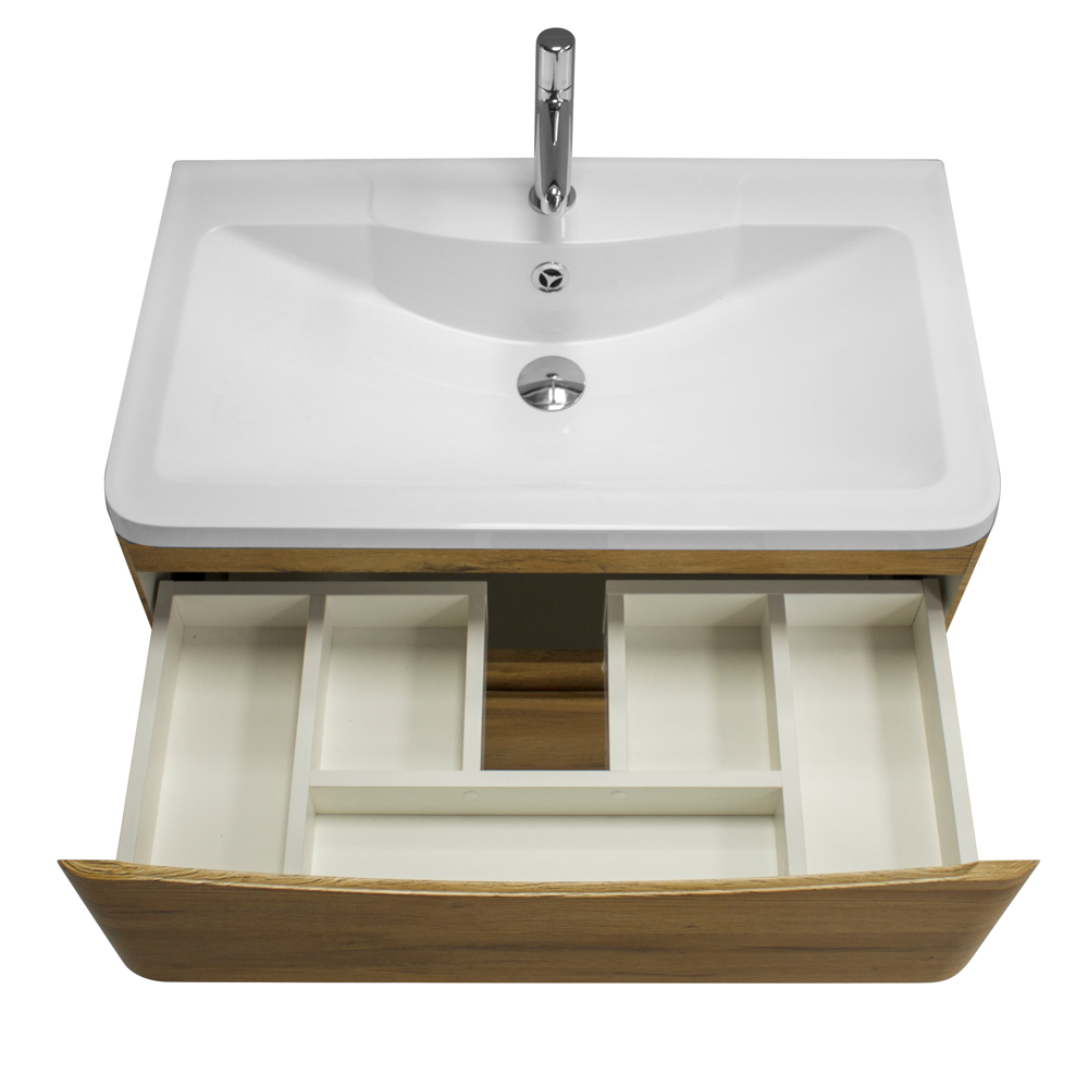 фото Тумба с раковиной подвесная BelBagno ACQUA 80 Rovere Rustico, раковина белая 
