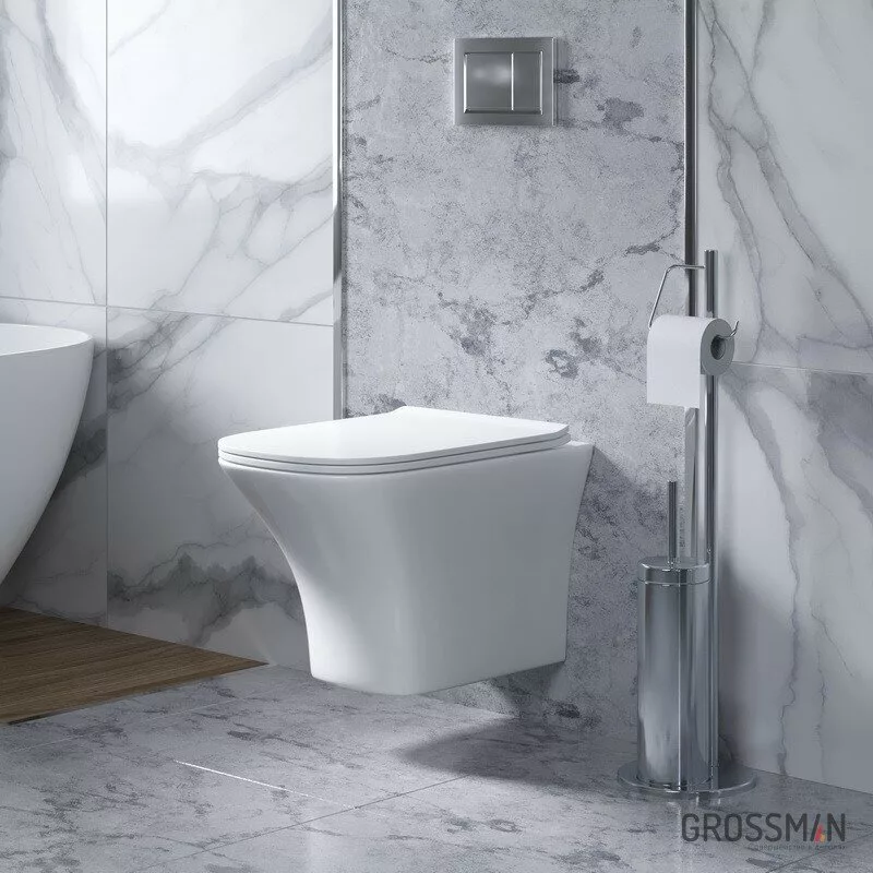 картинка Унитаз подвесной Grossman Galaxy GR-4476S безободковый с тонкой крышкой 