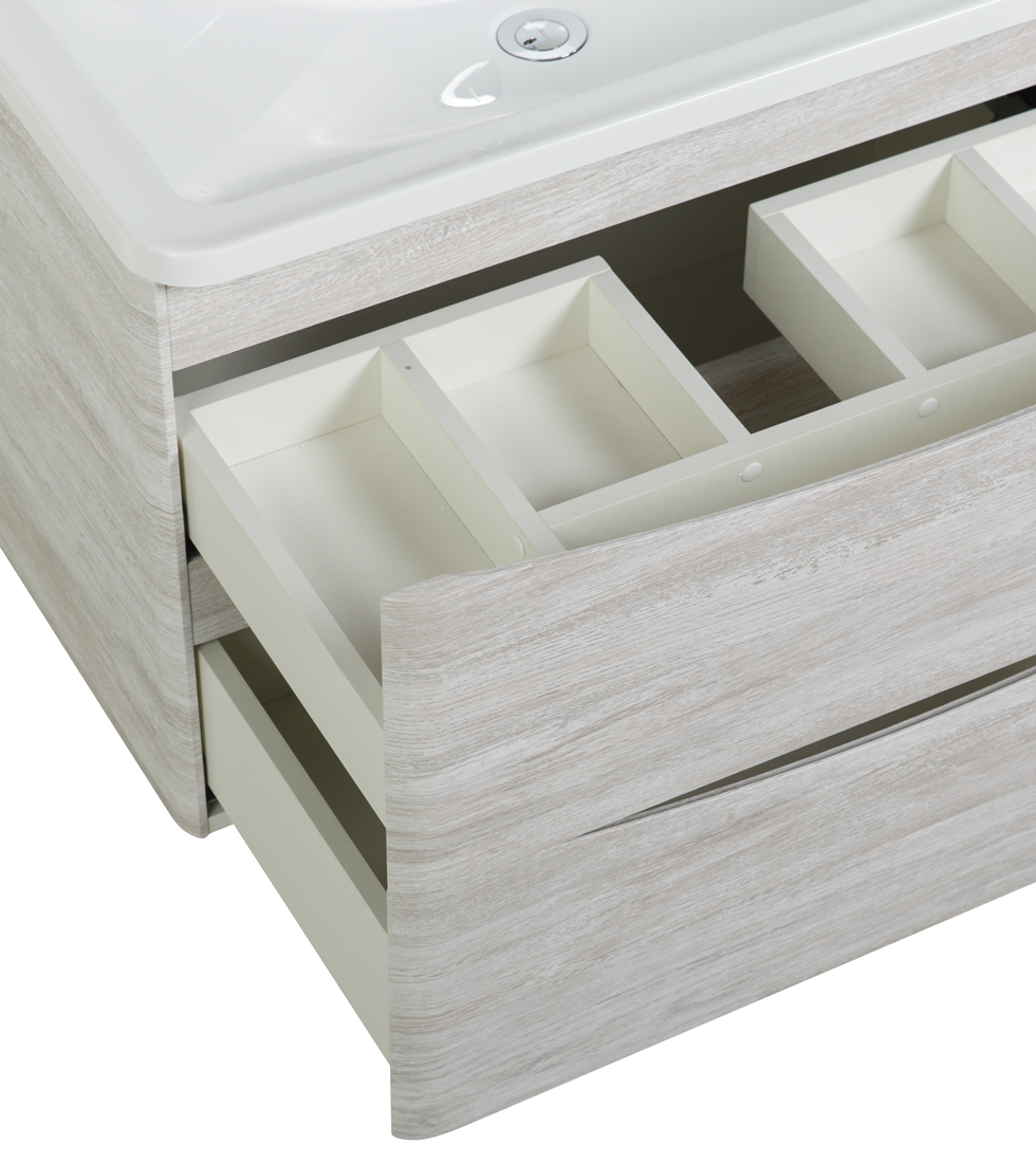 фото Тумба с раковиной подвесная BelBagno ACQUA 100 Rovere Vintage Bianco, раковина белая 